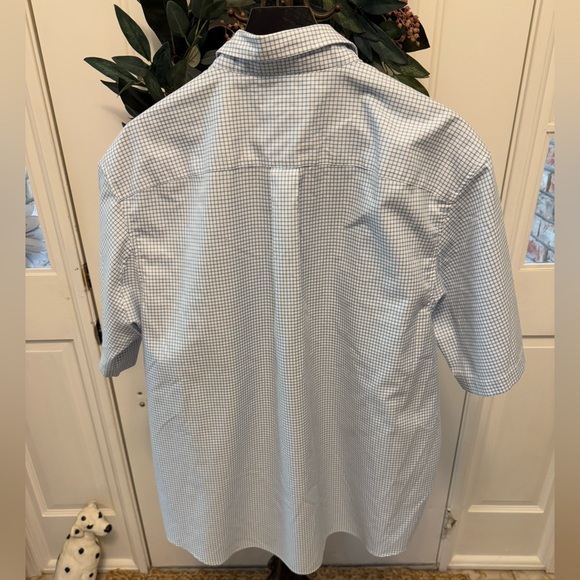 Duluth Trading Co Blue & White Grid Check Pattern Button Down Shirt SS XL - Picture 2 of 8